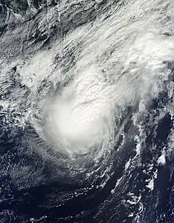 L'ouragan Fay le 12 octobre 2014 à 14&nbsp;h&nbsp;55 UTC.