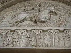 Détails de Niccolò de la cathédrale de Ferrare.