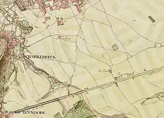 Chaussée de Bruxelles à Louvain sur la carte de Ferraris no&nbsp;76B