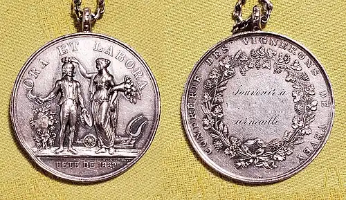 Médaille de la fête des Vignerons de 1889 montée en pendentif.