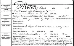 Fiche matricule de Charles Moron(collections de l'École polytechnique)