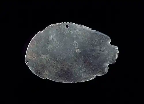 Palette à fard en forme de poisson plat.Schiste, 7,6&nbsp;×&nbsp;11,7&nbsp;cmLACMA