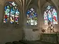 Les trois fenêtres de la chapelle seigneuriale.