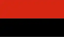 Le drapeau du VMRO et de l'insurrection d'Ilinden, deux bandes horizontales rouge et noire