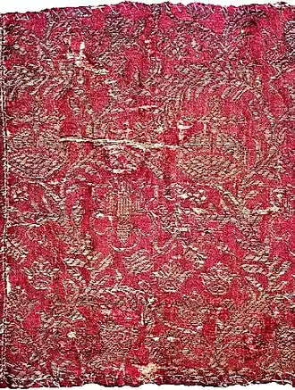 Morceau de tissu damassé aux armes de la famille Vasa, commandé pour les funérailles de Sigismond III.