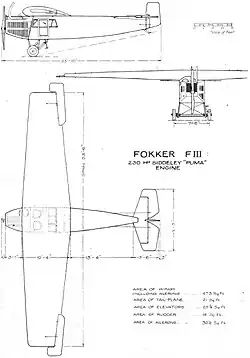 Description de l'image Fokker F.III 3-view Flight May 26, 1921.jpg.