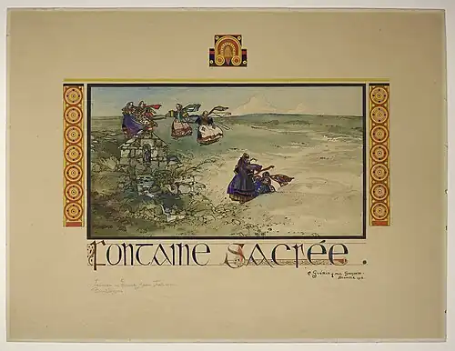 Ernest Guérin ː Fontaine sacrée, Saint-Jean-Trolimon (dessin).