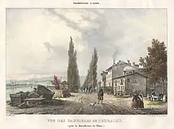 Vue des barrières de Perrache (près de la Manufacture de Tabac).