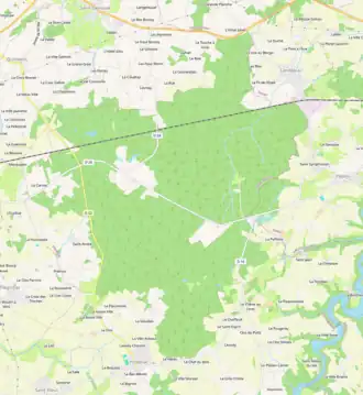 Carte de la forêt de la Hunaudaye (Openstreetmap).