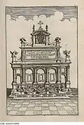 La fontaine sur une gravure de 1664, avant la modification de Carlo Fontana.