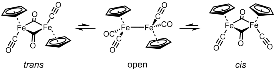 Isomères du dimère de (cyclopentadiényl)fer dicarbonyle.