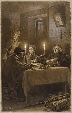 Jean Valjean et Mgr&nbsp;Myriel. Illustration de Frédéric Lix, vers 1879-1880.