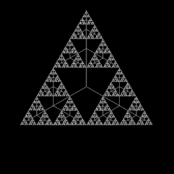 Un arbre fractal peut être engendré par un triangle de Sierpiński.