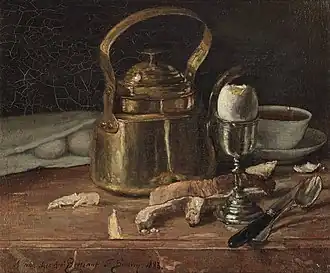 Nature morte à la bouilloire (dédicacé à Prosper Bressant, 1883), Rotterdam, musée Boijmans Van Beuningen.