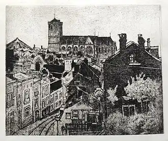 L'église Saint-Martin, 18 septembre 1913 (Eau-forte ; Inv. Kunel nº 325 ; 45&nbsp;×&nbsp;35&nbsp;cm ; 1er état), Collection privée