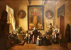 Tableau du peintre François Marius Granet intitulé Intérieur d'une salle d'asile (1844).