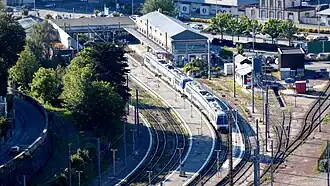 La gare, vue de la montagne du Roule, en 2020.