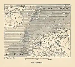 Le pas de Calais : entre Douvres et Calais, dans la Manche orientale et à la limite de la mer du Nord.