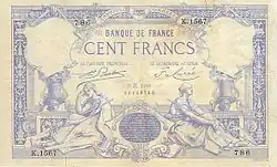 100 francs bleu 1882, Face recto