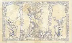 100 francs bleu 1882, Face verso