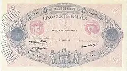 500 francs bleu et rose, Face recto