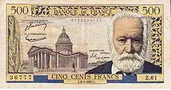 500 francs Victor Hugo, Face recto