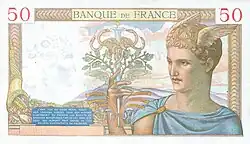 50 francs Cérès, Face verso