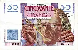 50 francs Le Verrier, Face recto