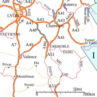 Le tracé de l'autoroute A48