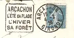 Photo d'une empreinte de la machine Daguin du bureau d'Arcachon en 1926..