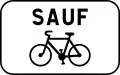 Panonceau français «&nbsp;sauf vélos », souvent placé sous un panneau B1 « sens interdit ».