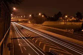 Le Périphérique de Toulouse de nuit en 2007, éclairage de nuit, aire urbaine de Toulouse