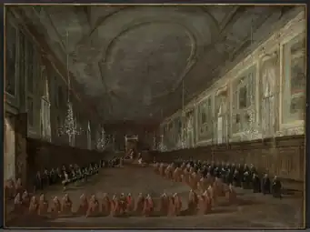 Le Pape Pie VI descendant du trône pour prendre congé du doge dans la salle de SS Giovanni e Paolo,Cleveland Museum of Art.