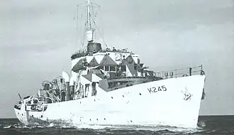 La corvette NCSM&nbsp;Fredericton&nbsp;(K245) en 1943