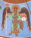 Fresque de l'archange Uriel dans une église russe orthodoxe.