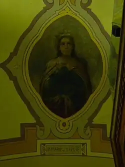 Fresque de la bienheureuse Marguerite de Savoie dans la salle des conférences de la bibliothèque régionale d'Aoste.