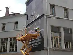 Fresque en création, école Paul Bert de Grenoble lors de l'édition 2018.