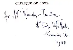 signature de Fritz Wittels