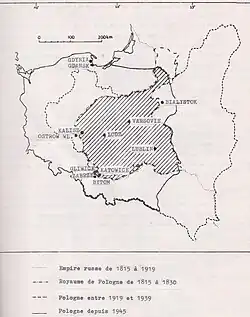 Évolution des frontières de la Pologne depuis 1815.