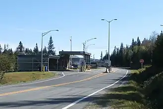 Extrémité sud de la route 257 au poste frontalier de Chartierville.