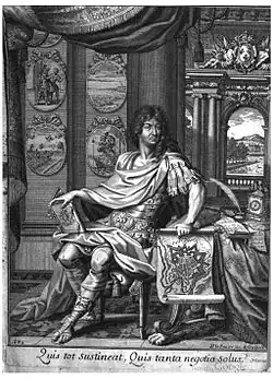 Frontispice (gravure) du livre de Gracian : Èpitre d'Horace à Auguste (Épitres, II, 1)