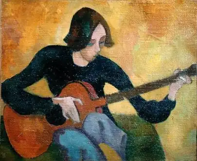 Nina Hamnett avec une guitare, Roger Fry (1917-1918).