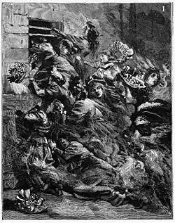 Fuite par la lucarnede l'hôtel du Palais.