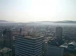 Vue hivernale de Fukuoka à partir de la tour.