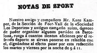 extrait d'annonce dans un journal