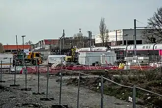 Le début du chantier de la future station, en février 2023.