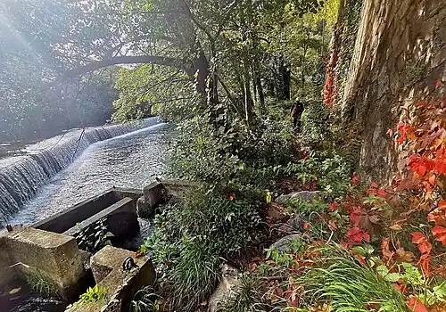 Un pêcheur de dimanche à côté d'un seuil (en aval de l'ancienne fonderie, quartier Lafayette)