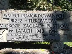 Mémorial à Góra Śmierci en l'honneur de ceux morts au camp de concentration