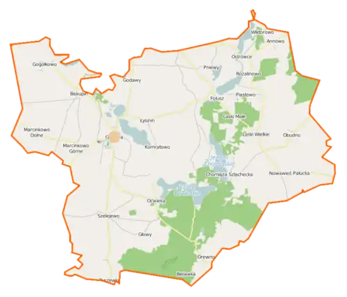 Localisation du ville au sein de la gmina Gąsawa.