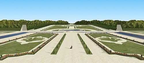 Restitution de la vue sur le parterre de Grosbois, XVIIIe siècle